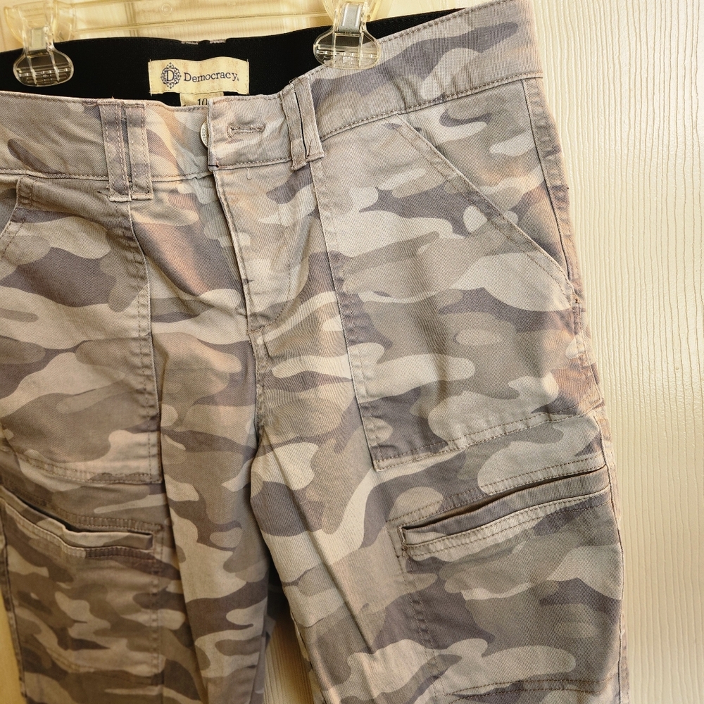 Democracy Camo Ankle Crop Jeans in Gray and Tan